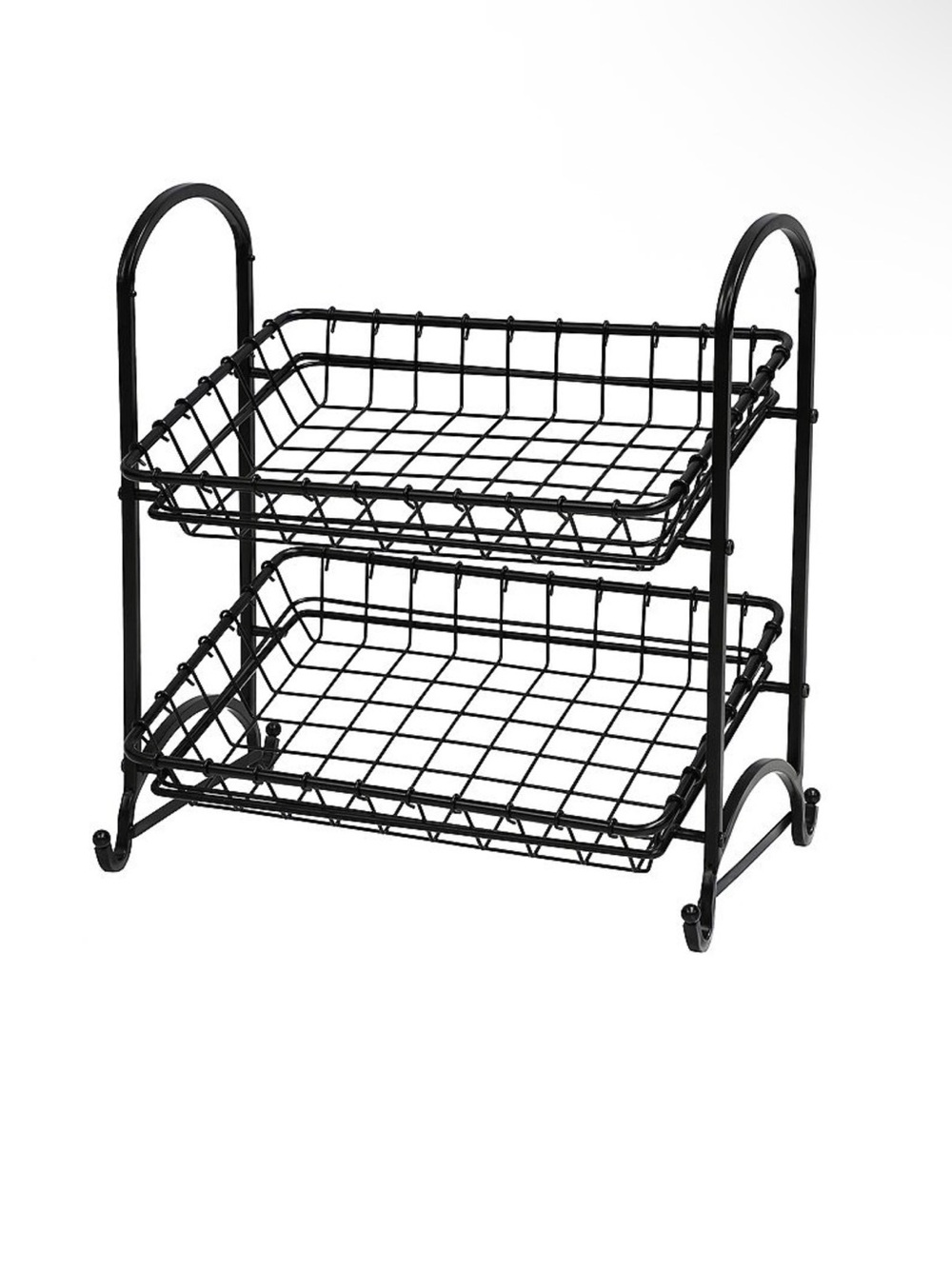 2-Tier New Black Metal Storage Basket Organizer